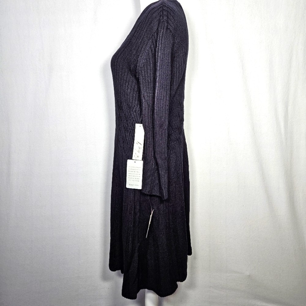 Eliza J Navy Blue Cable Knit Fit & Flare Sweater Dress Size L - Picture 7 of 10